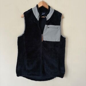 Charles River Apparel Navy Blue Sherpa Fleece Vest XL Grey Trim Full Zip Outdoor